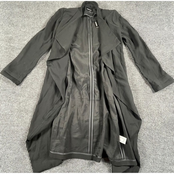Express Jacket Womens XS Black Open Front‎ Kimono Zipped Pockets Long NEW $128 - Picture 1 of 16